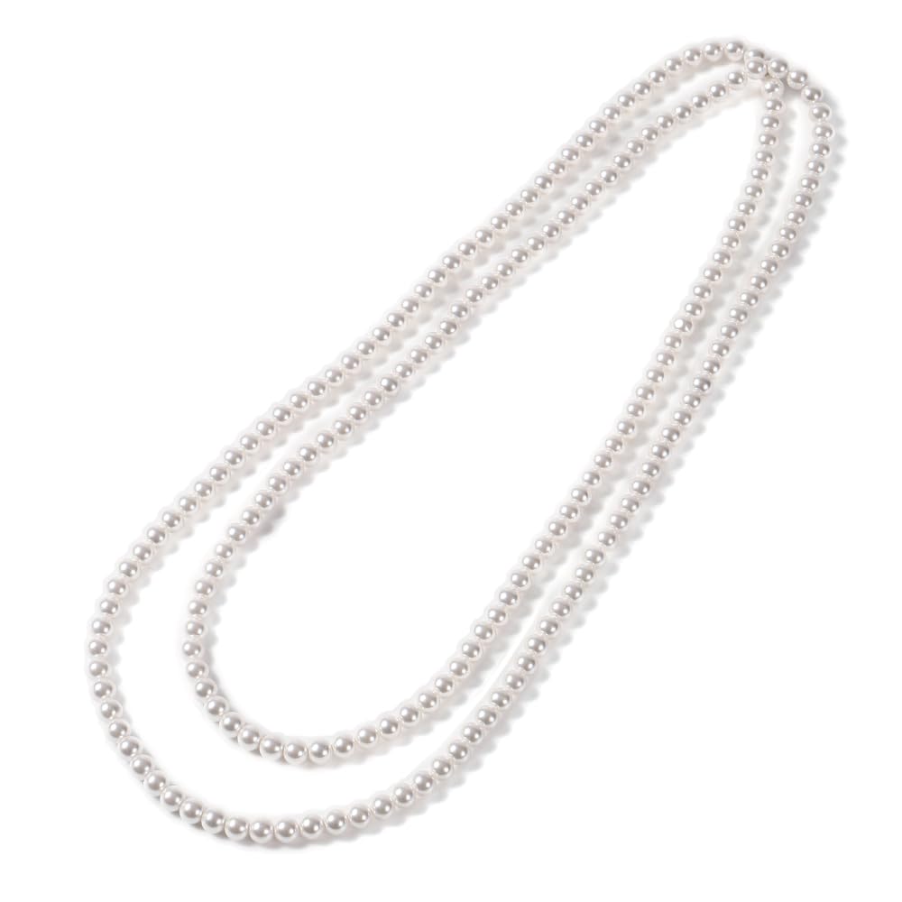 

[CRANES COLLECTION] Made in Japan Pearl Necklace, Long, Domestic 6mm Hanadama Pearls, CasualFormal, Double Strand Arrangement, Knot Tie, Case with