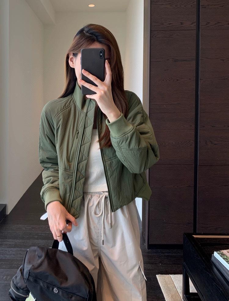 Lulu Women's Cotton-Padded Zip Cardigan with Stand-Up Collar