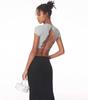 European American Crop Tops: Short Sleeve, Navel-Baring, for Yoga & Running with Pocket & Chest Pads