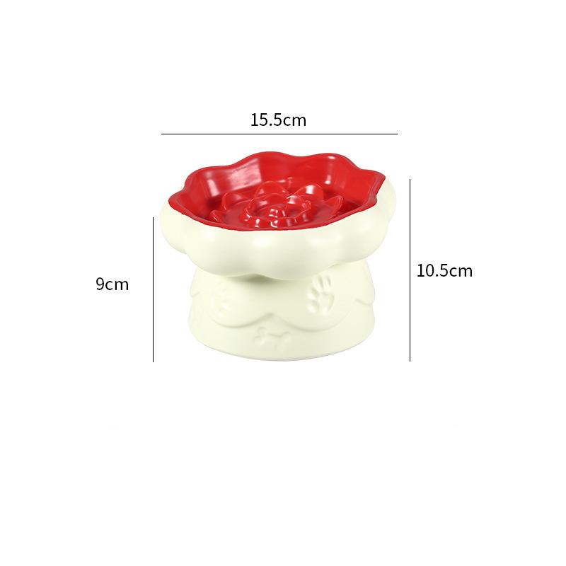 

Creative Ceramic Drinking Water Food Tall footed Pet Bowls Anti Overturning Neck Protection Slow Food Anti Choking Cat Bowl, 1Pc