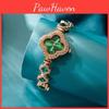 Fashionable Four-leaf Clover Quartz Watch For Women Decorative Green Gemstone Ladies Watch