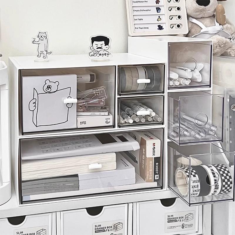 Schreibtisch-Aufbewahrungsbox Schubladentyp Acryl Transparent Schreibtisch-Schreibwaren Kosmetik Regal Büro-Organisation Box