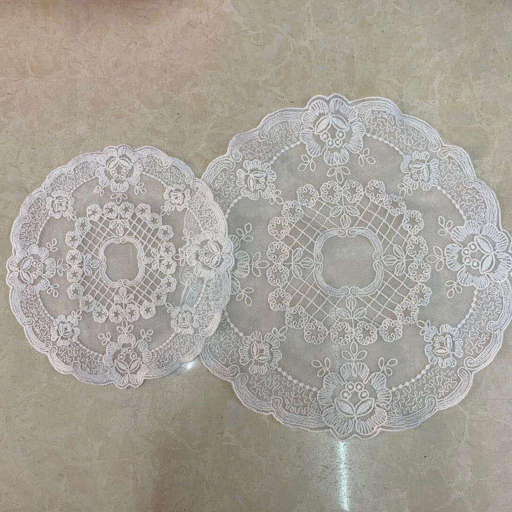 1pc Retro Style Lace Placemat,Embroidered Lace Three-dimensional Table Decoration,Flower Design Meal Mat Round Dining Decor