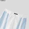 INCERUN S-5XL Men Casual Zip-up Waist Striped Long Flare Pants Trousers