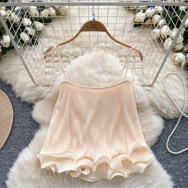 Sweet Girl Full of Vitality Cami Women Summer Frill Loose Short Niche Design Light Luxury Beautiful Top