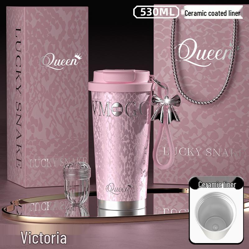 Goddess Ceramic 316 Insulated Coffee/Water Gift Cup with Straw