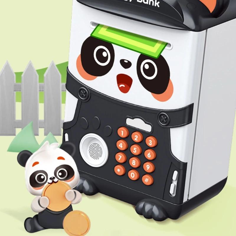 Electric Piggy Bank Kawaii Panda Moneybox Password Fingerprint Banks To Save Cash Coin Toy for Children Birthday Christmas Gifts