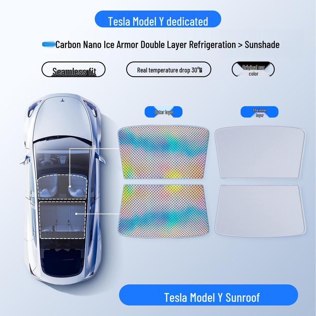 Graphene Laser Sunroof Sunshade for Tesla Model Y: Heat Insulation & Sun Protection