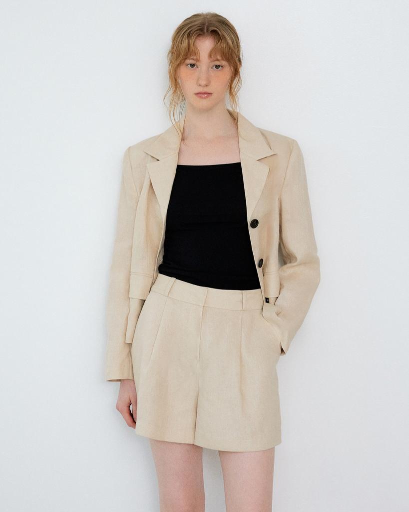 SISTERHOOD Basic Linen Shorts - Beige