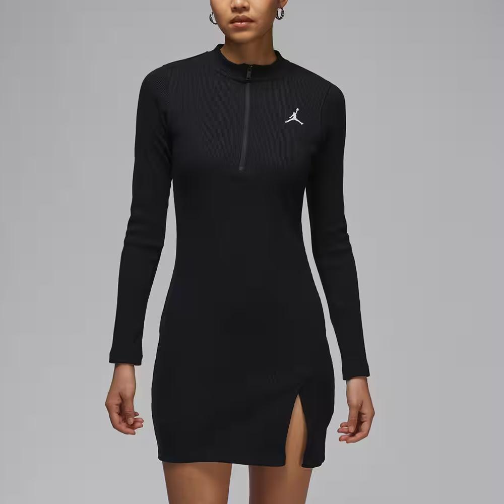 New Jordan Women's 1/2 Zip Long Sleeve Knit Dress HF9478-010