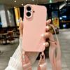 Fine Hole Integrated Hanging Hole Oblique Span Wide Rope Imitation Liquid Silicone Suitable for Iphone17 Lanyard Mobile Phone Case 16pm Soft Case