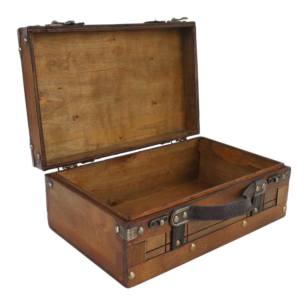 Holzkiste Tragbar Vintage Distressed Multifunktional Holz Aufbewahrungstruhe Handtasche für Kleidung Spielzeug Foto-Requisite Klein