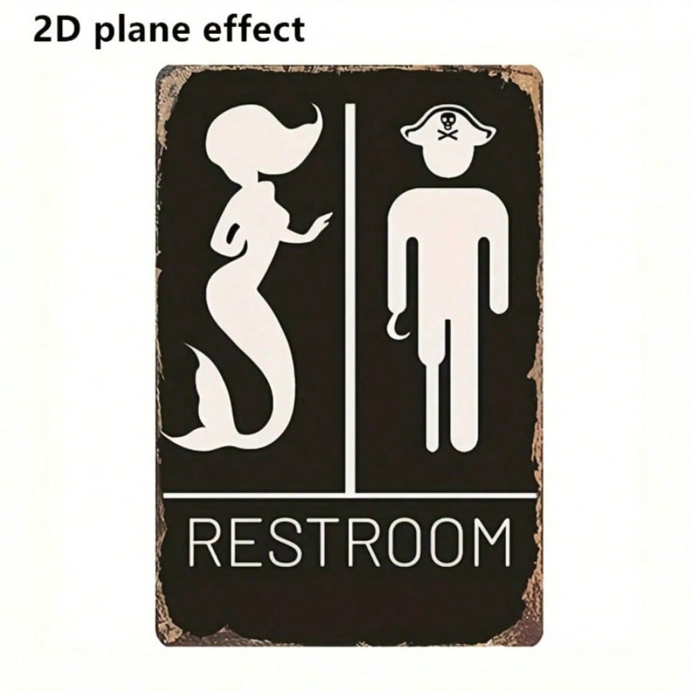 

Mermaid Pirate Restroom Sign Vintage Wall Decor 15x20cm 2D Plane Effect Nautical Bathroom Art for Beach Sailing Theme Home Halloween Decor 20x30 разноцветный