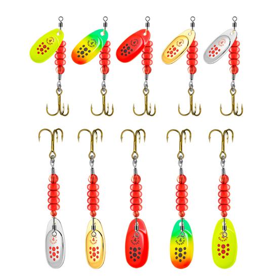 5Pcs Fishing Metal Spinners Lures with Treble Hook Mini Size Portable Wobbler Jigging Spoon Lures Fishing Accessories