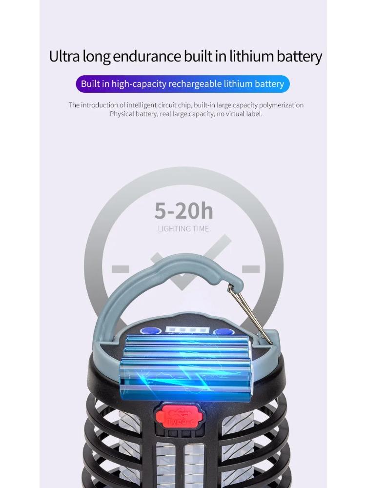 Hanging UV LED Mosquito Killer Lamp Electric Shock Insect Repeller Light USB Portable Outdoor Waterproof Hiking Camping Lantern