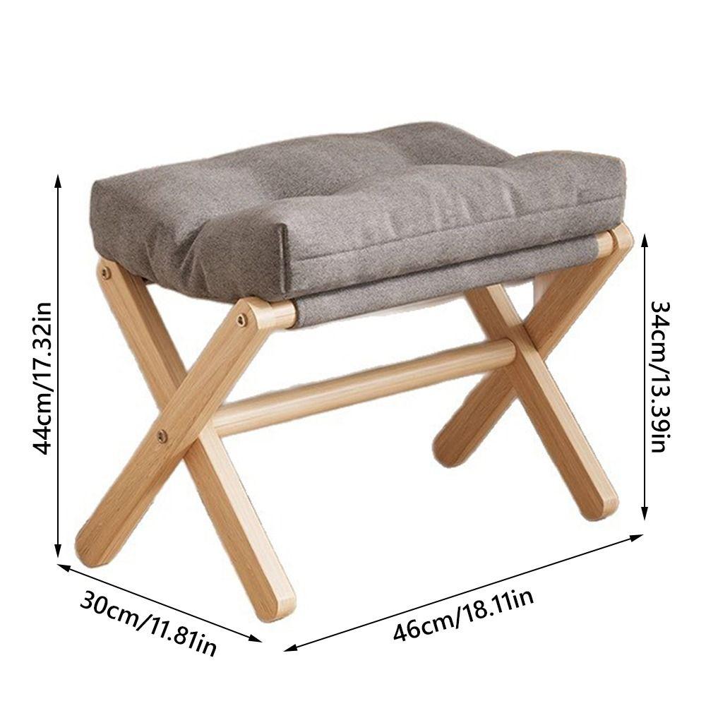Solid Wood Velvet Footstool Soft Velvet Sofa Ottoman Multifunctional Soft Footrest Household