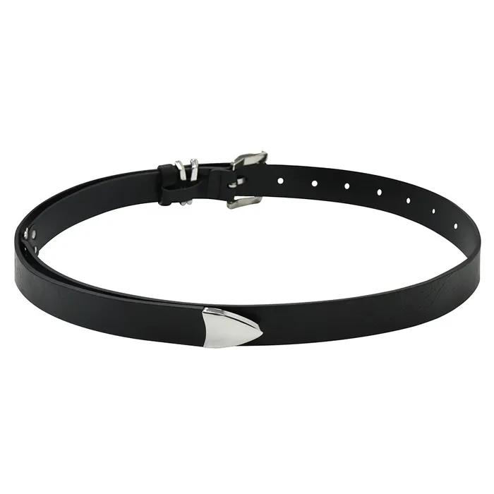 Minimal Cowhide Leather Belt [ Black ]