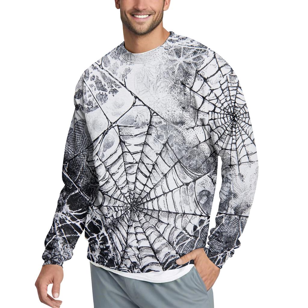 Men's Casual Fashion Printed Round Neck Pullover Sweatshirt