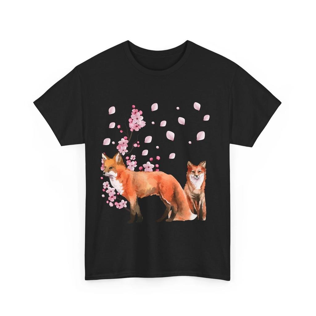 Fox Shirt, Fox Cherry Blossom T-shirt, Japanese Culture Foxes Lovers T-shirt