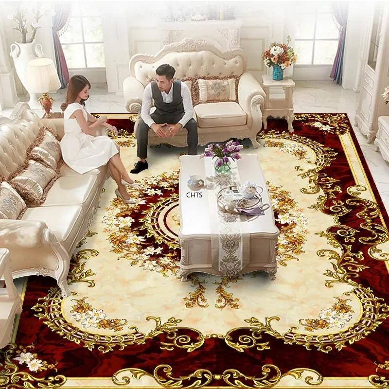 European Retro Large Rugs for Living Room Home Decoration Luxury Bedroom Carpet Washable Sofa Table Mat High-end Cloakroom Rug
