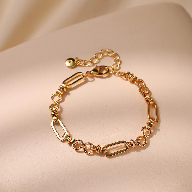 Minimalist Ins Style Hollow Chain 18k Gold Plated Adjustable Women Bracelet золотой