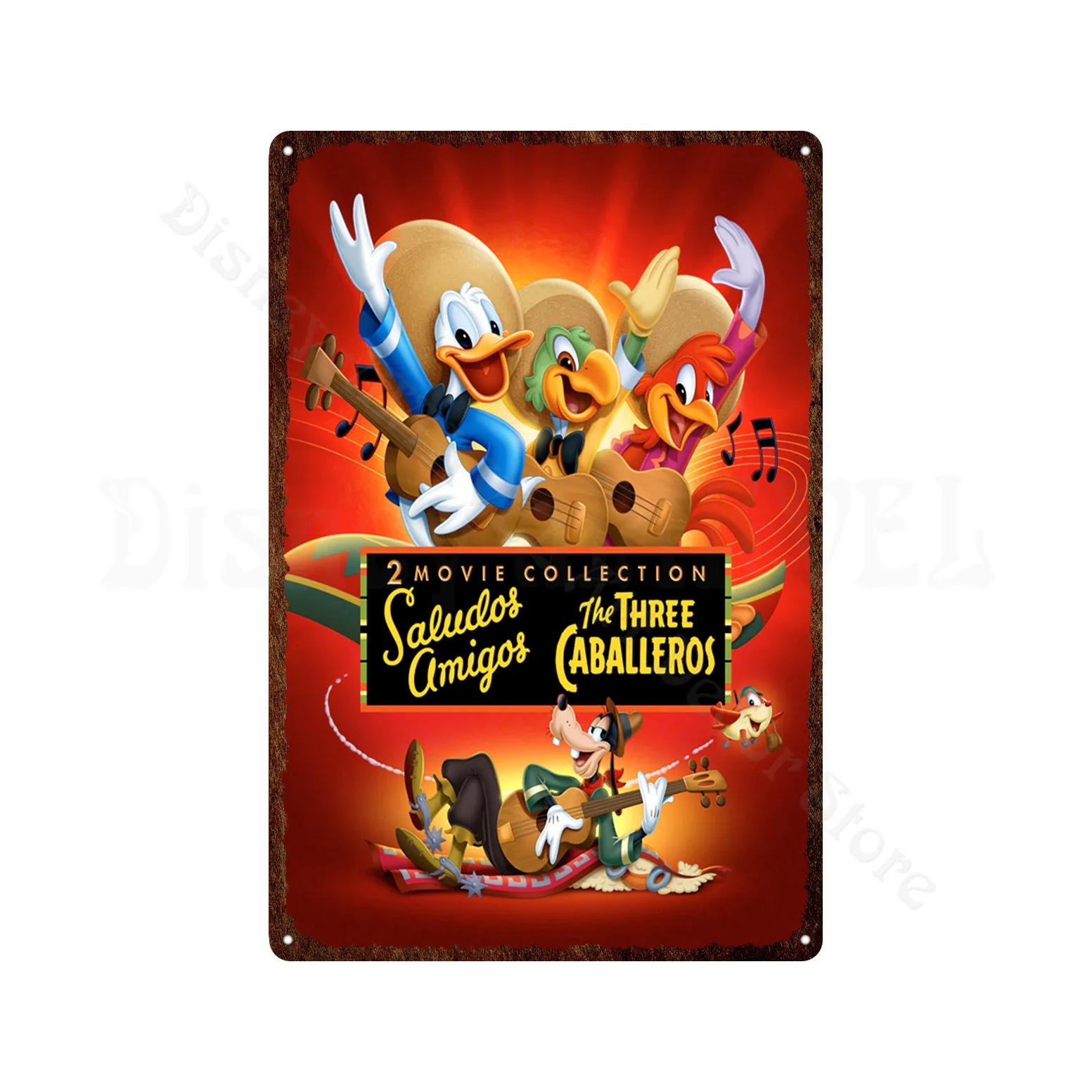

The Three Caballeros Metal Signs Cartoon Movie Funny Ducks Metal Poster Tin Sign Tin Paintings Wall Stickers Retro Decor 30x40cm(11.8x15.7inch)