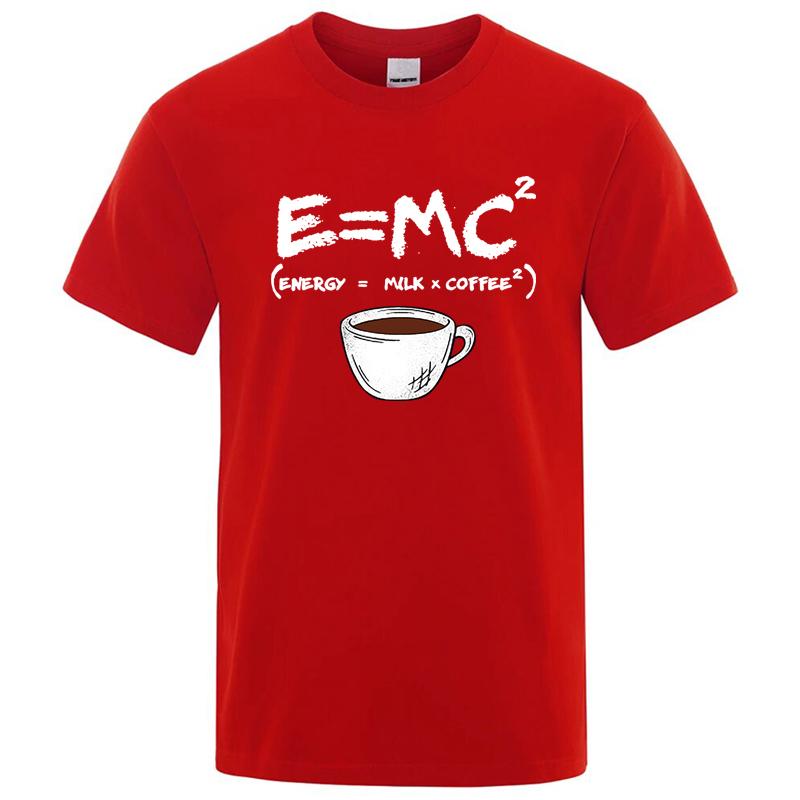 Cotton Men's T-shirt Casual Funny Energy=Milk+Coffee Print Men Cool Loose O-neck Tops for Men Short Sleeve Male Tees