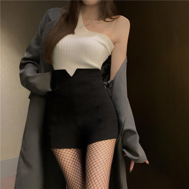 

2024 Большой размер Шорты А-силуэта с высокой талией и широкими штанинами с контролем живота - Женская летняя повседневная одежда. 2XL чёрный