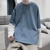 Men Autumn Tops Fake Two-pieced Color Block Pullover Contrast Colors Round Neck Loose Young Style Casual Crew Neck Spring Tops Men Clothes