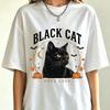 Black Cat Good Luck Shirt, Cute Halloween Tee, Vintage Oversized Top, Witchy Aesthetic Fall Autumn Cat Lover Gift