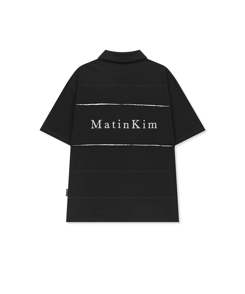 Mattengkim Cut Out Block Collar Top For Men In Black