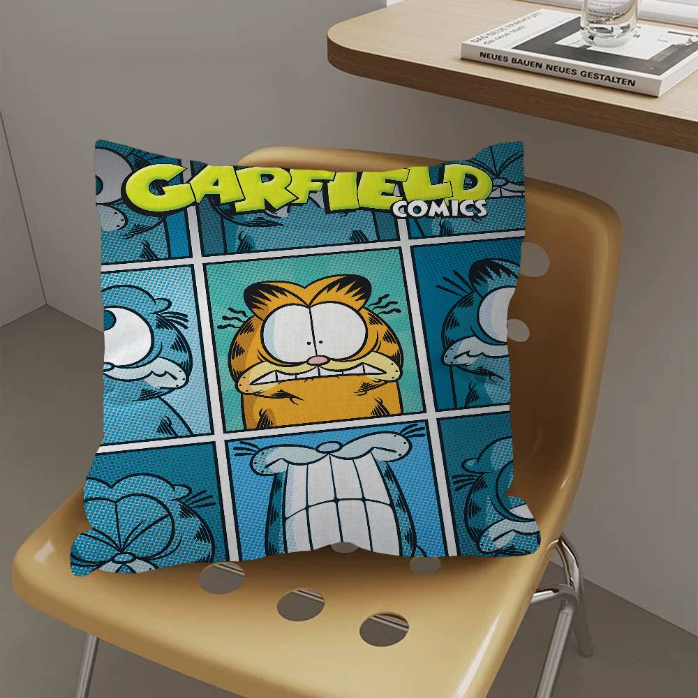 Cartoon Garfield Cute Cat Cushion Cover Car Throw Pillow Case For Sofa Car Christmas Gift 40X40Cm 45X45Cm