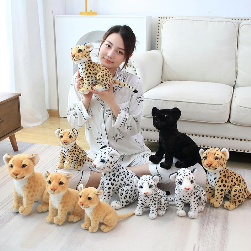 High Quality Simulation Leopard Plush Toy Cute Lion Pet Black Panther Doll Kids Baby Birthday Present Soft Stuffed Plush Toy