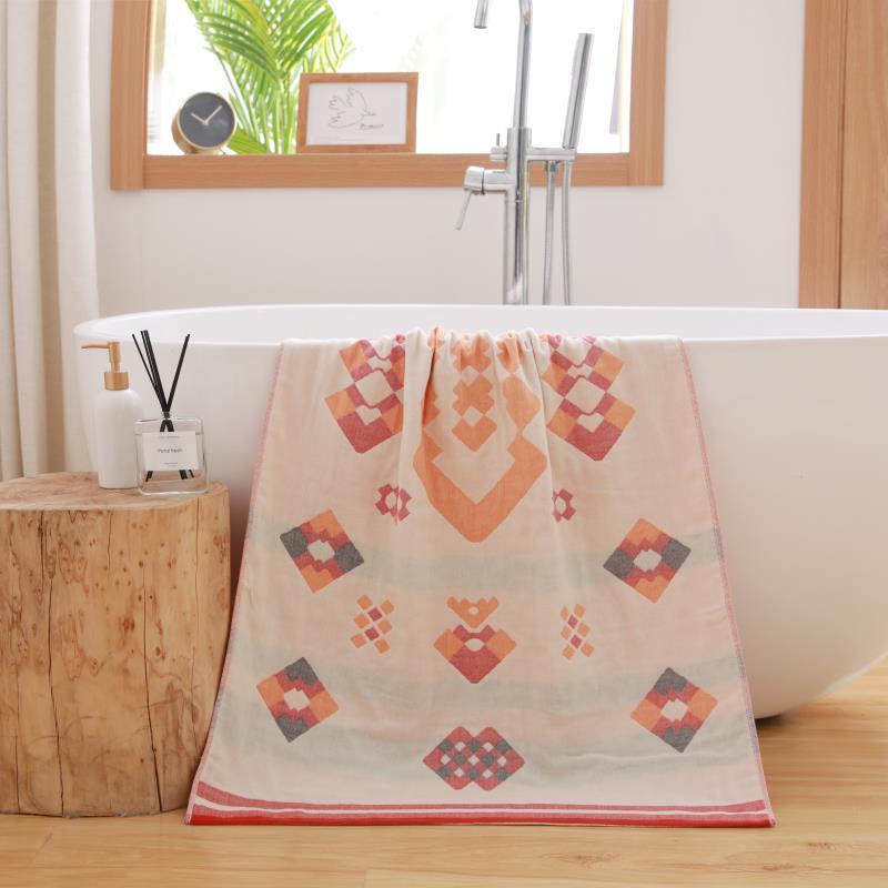 China Colored Jacquard Pure Cotton Four-Layer Gauze Bath Towel Men Women Extra-Large Adult Beach Towel Soft Absorbent