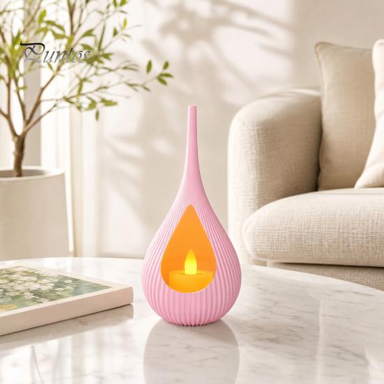 Vertical Grain Texture Candle Compact Size Candlestick, Holder, Water Drop Shape Bedroom Holder 3D Printed Candlestick for Living Room Dining Table