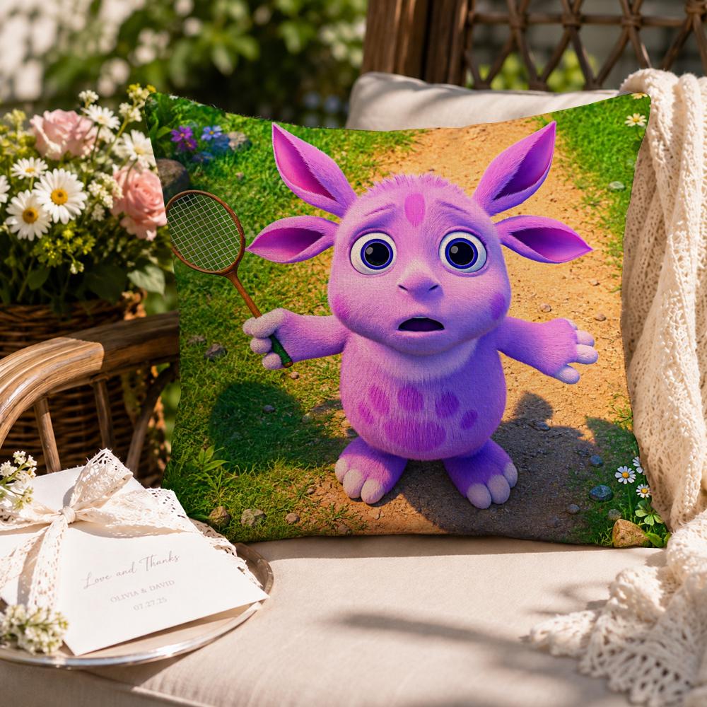 Cartoon Kids Lluntik Cushion Cover Soft Short Cover Washable Sofa Bed Dorm Garden Home Office Chair Decor