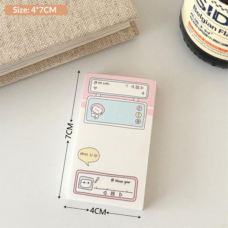 100Sheets/Book Cute Cartoon Non Adhesive Memo Book INS Style Tearable Non Sticky Message Notebook Handwritten Notes Notepad
