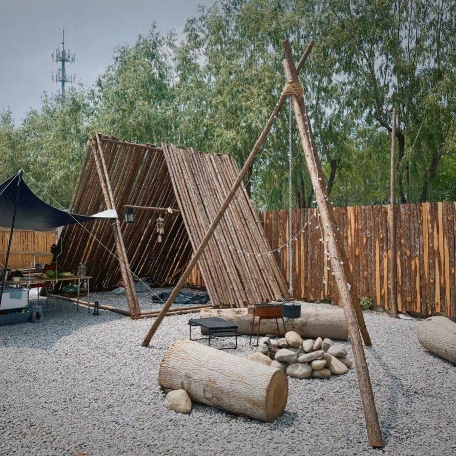 Wooden Tripod Camping Rack for Pots & Bonfire Parties