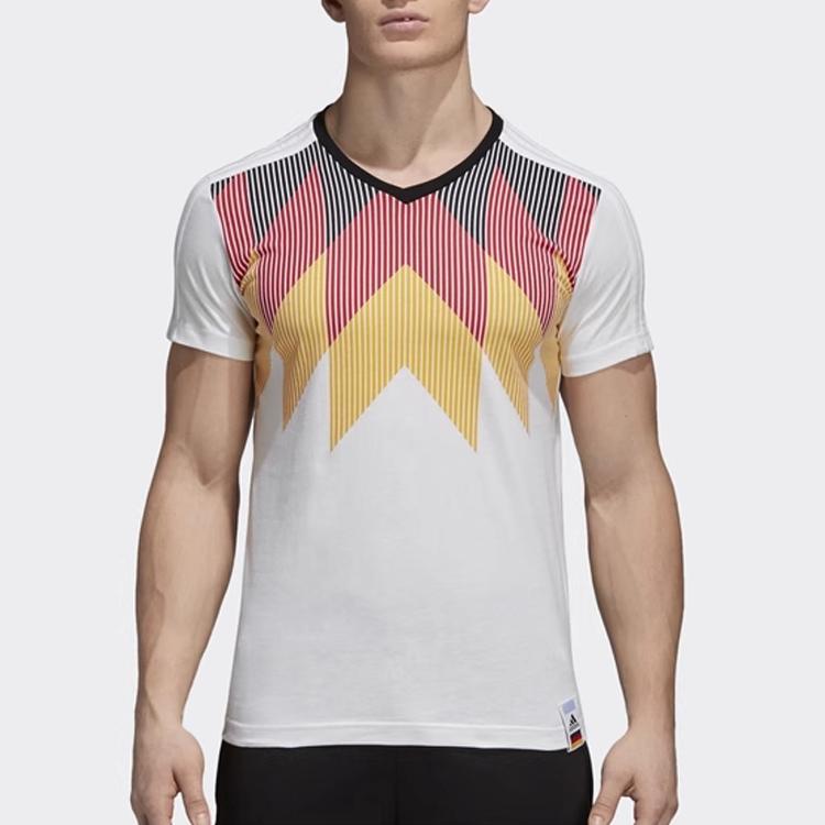 Adidas V-Neck Vintage Breathable Short Sleeve T-Shirt Men Tops CF1734