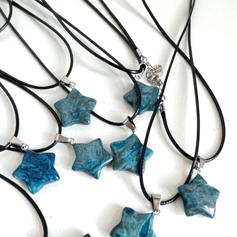 Collar con colgante de estrella de piedra de color de moda Cadena de clavícula creativa versátil Pentagrama Para mujer Joyería de fiesta Regalo