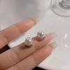 Korean-Style S925 Sterling Silver Rhinestone Stud Earrings with Pearls - Elegant and Fashionable Retro Ear Jewelry