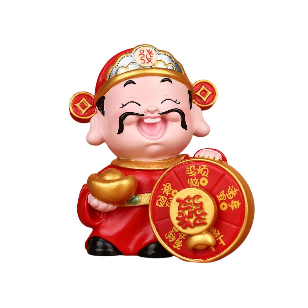 Prosperity Wealth God Resin Car Ornament With Lucky Symbols For New Year Gift