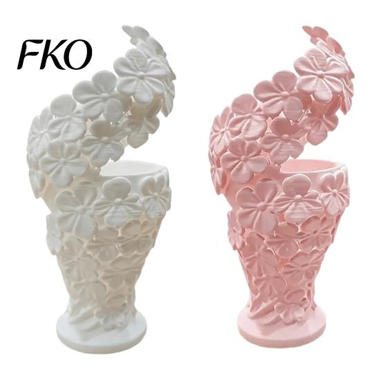Decorative Vase 2Pcs Floral Sculpture Vase, Modern Artistic Flower Holder with Matte Finish, Art Tabletop for Living Room Entryway Desk,