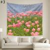 1pc Pink Tulip Flower Tapestry Lake Nature Landscape Wall Hanging Polyester 2D Print Floral Decor for Bedroom Gift for Plant