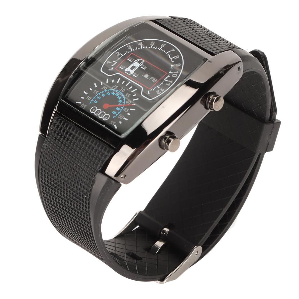 LED Display Aviation Watch High Accuracy Wrist Watches Comfortable Wearing LED Watch with Time and Date Display Black