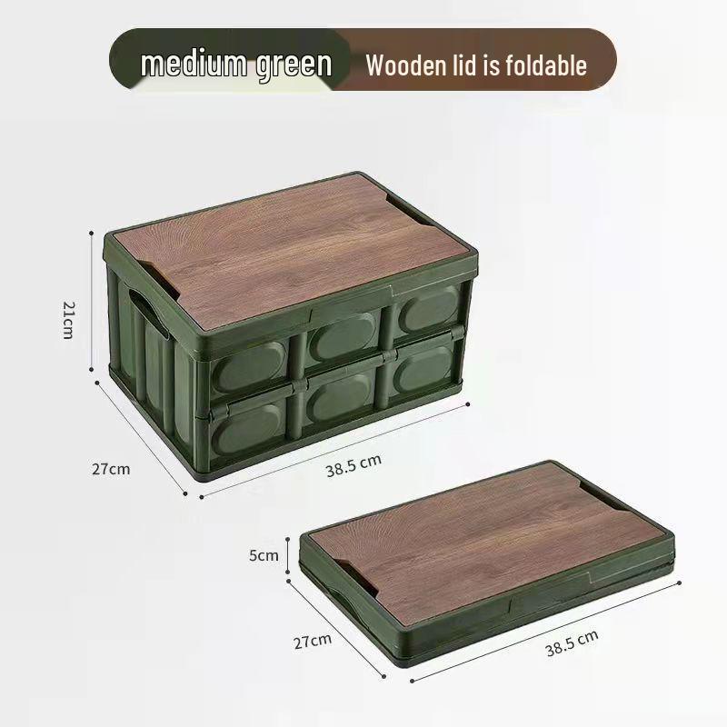 

Уличный складной ящик для хранения с деревянной крышкой для кемпинга, путешествий, рыбалки или багажника автомобиля