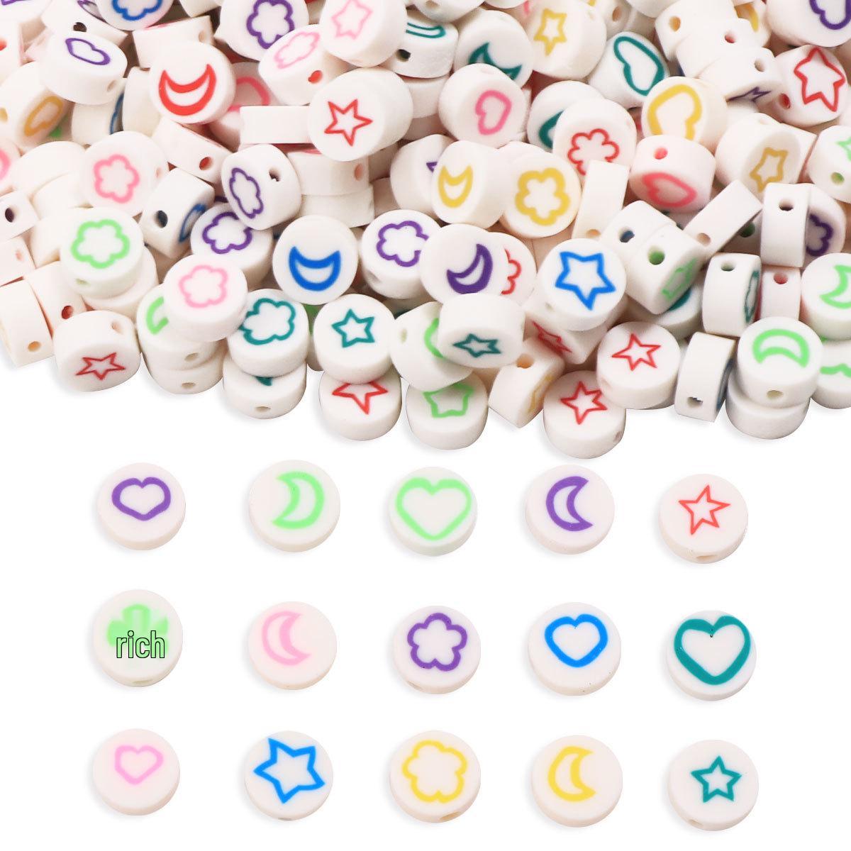 Star and Moon Series Polymer Clay Beads: DIY Jewelry Accessories for Bracelets, Necklaces, Wristbands - 100 pcs RT081