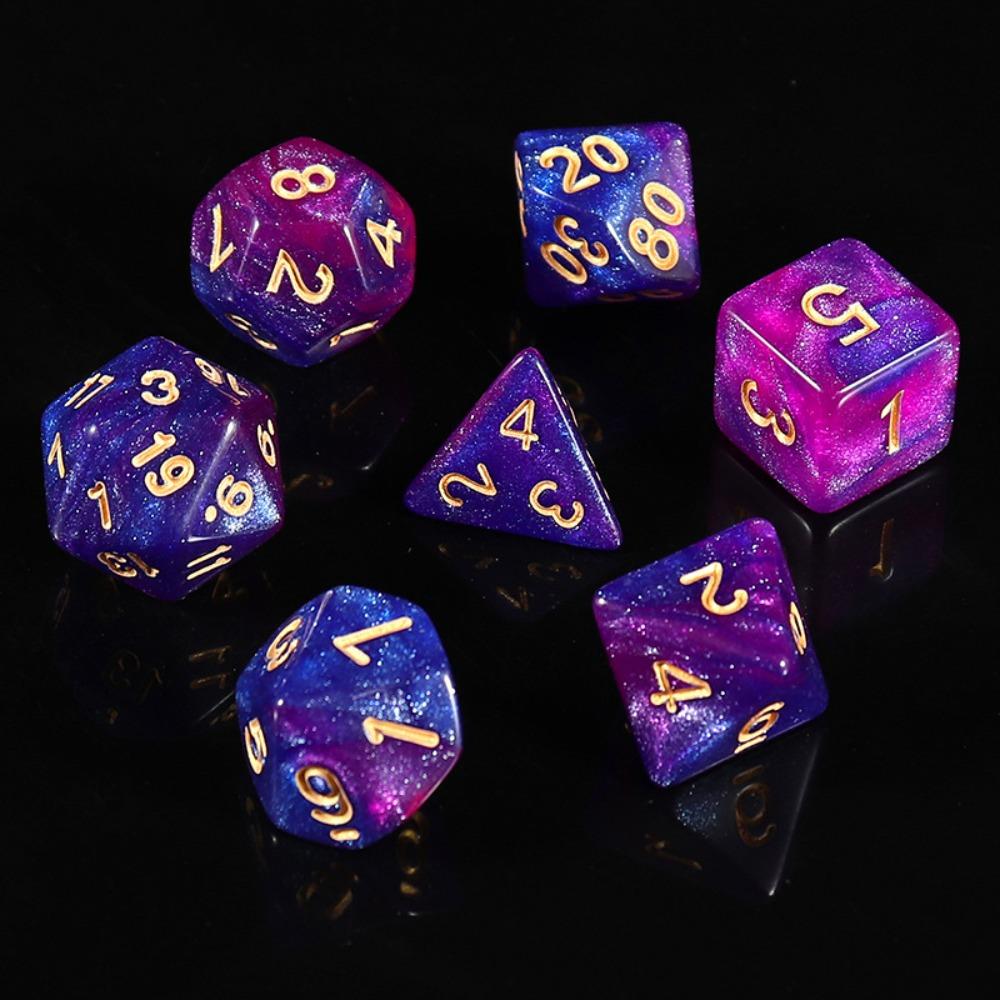 7PCS/Set Digital Acrylic Dice Double-Colors Mixed Color Dice Board Game Pearlescent Dice  Boardgame