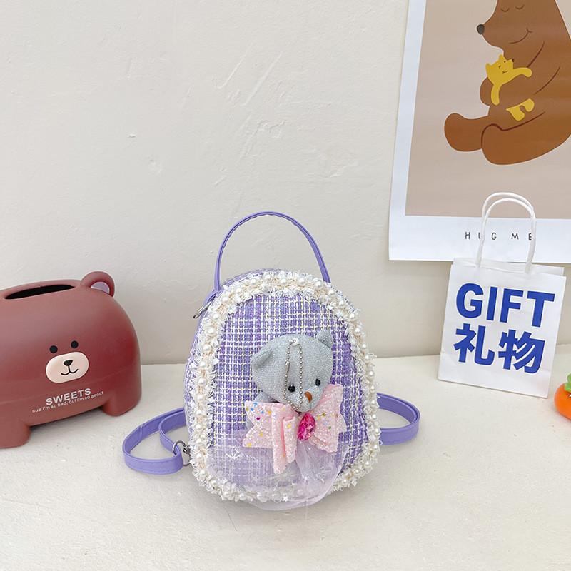 Adorable Mini Backpack For Kids In Cute Bear And Bunny Designs Soft Fabric Stylish And Fun For Everyday Use Bear Purple