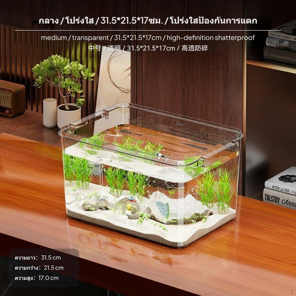 Desktop Eco Fish enclosure, PET aquatic habitat, Transparent Turtle Living Room